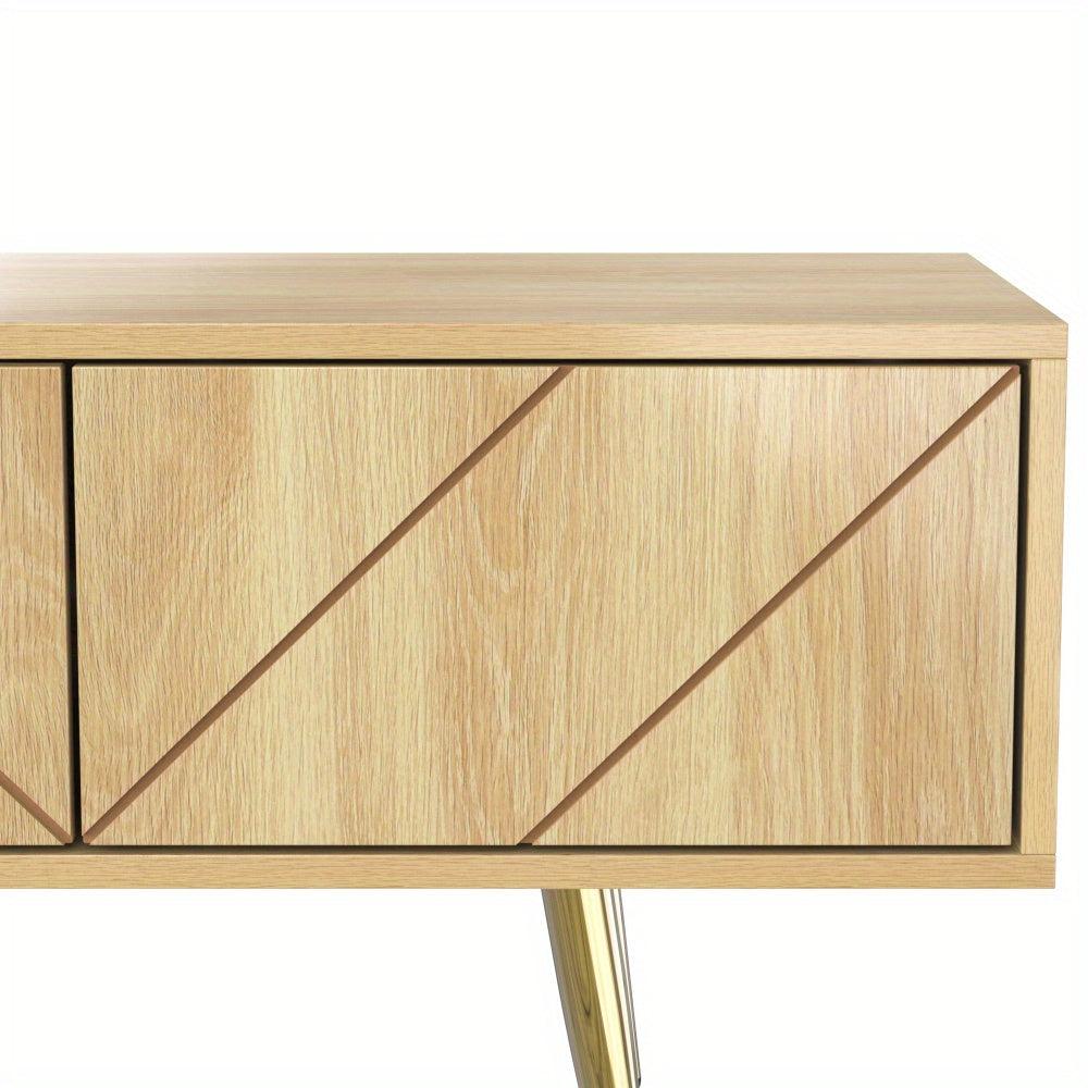 Tv Meubel – TV Kast – TV Stand – Tv Dressoir – Houten Tv-meubel – Modern Design – Gouden Accenten – 160 cm Breed – Met Laden en Schuifdeuren