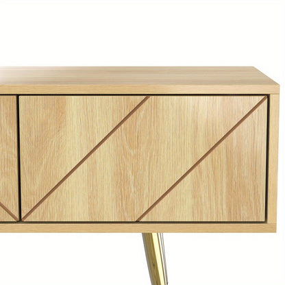 Tv Meubel – TV Kast – TV Stand – Tv Dressoir – Houten Tv-meubel – Modern Design – Gouden Accenten – 160 cm Breed – Met Laden en Schuifdeuren