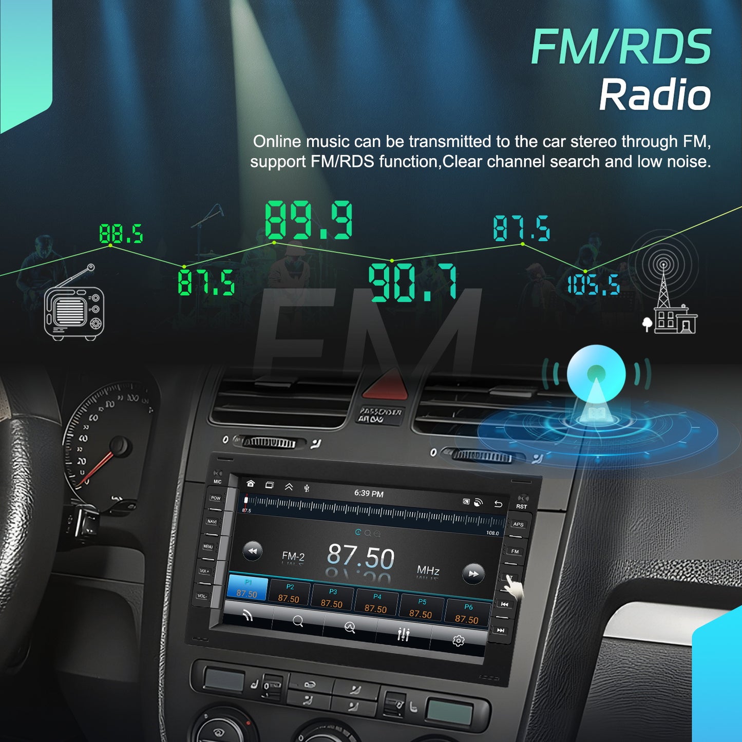 Multimediaspeler VW – Autoradio – Touchscreen Radio – Navigatiesysteem – Inbouw Radio – 7 Inch Scherm – Draadloze CarPlay & AHD Achteruitrijcamera