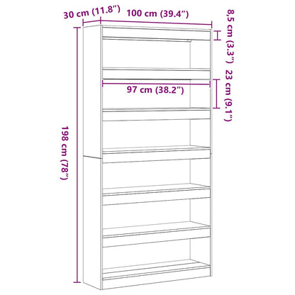 Boekenkast – Wandrek – Boekenplank – Opbergrek – Vakkenkast – 6 Planken – Hout – Zwarte Matte Afwerking