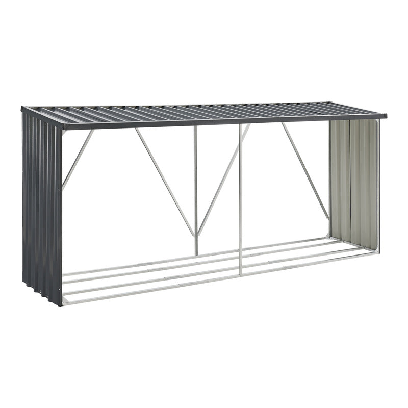 Houtopslagrek – Houtrek – Houtberging – Haardhoutrek – Brandhoutrek – Stalen Constructie – Weerbestendig Antraciet 155x45x157 cm