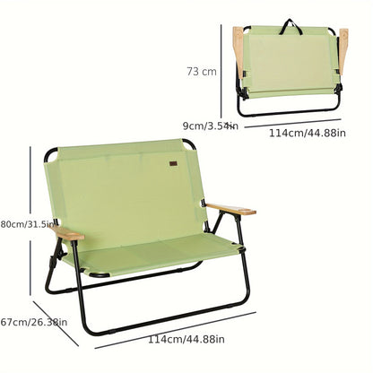 Outdoor Double Folding Camping Chair, Portable Garden Chair, Director Chair, Folding Chair with Cup Holder, Suitable for Outdoor Picnic, Hiking, Etc. Loading 160kg, Light Green, Hiking Gear, Picnic Chair, Spacesaving Chair, S