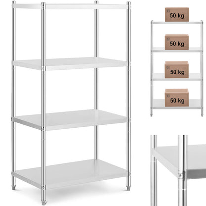 Metaalstelling – Magazijnrek – Opbergrek – Stellingkast – Legbordstelling – Roestvrij Staal – Laadvermogen 200 kg – Afmeting 100x60x180 cm