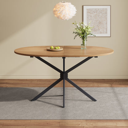 BTM Modern Dining Table 120 x 80 x 75.5 cm Oval Dining Table with Metal Legs, for 4-6 People, Sturdy Kitchen Table