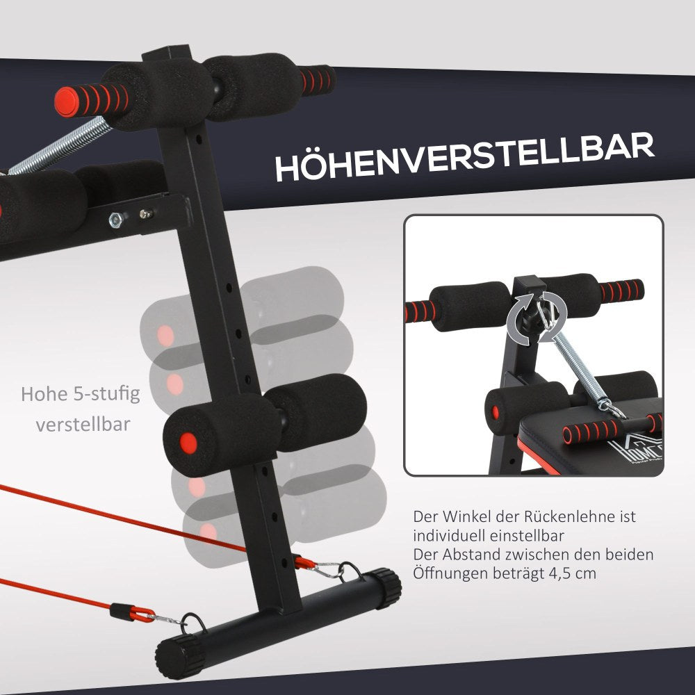 Sit-up Bank – Bauchtrainer – Trainingsbank – Fitnessbank – Core Trainer – Verstelbaar & Inklapbaar – Stalen Constructie – 110 kg Draagkracht
