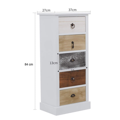 Dressoir – Ladekast – Opbergkast – Commode – Kast – 5 Lades – Paulowniahout – Vintage Retro Design – 84x37x27 cm