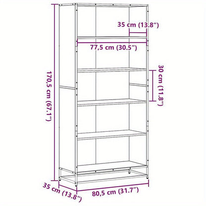 [Versatile Use] Stylish Gray Sonoma Oak Bookcase - 3-Section Vertical Shelving Unit with Black Metal Frame, Smooth & Moisture-Proof Wood, Ample Storage for Living Room, Office, or Study - Perfect for Books, Decor, and Essenti