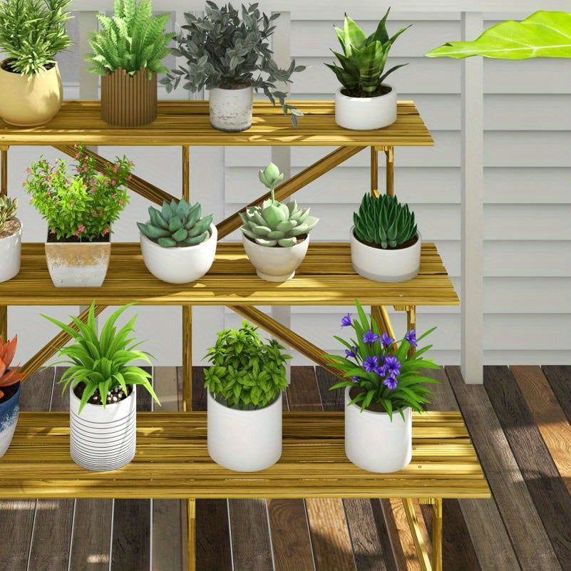 3-Laagse Houten Bloemenrek – Plantenrek – Plantenstandaard – Bloemenhouder – Kruidenrek – Weerbestendig – 120x80x78 Cm