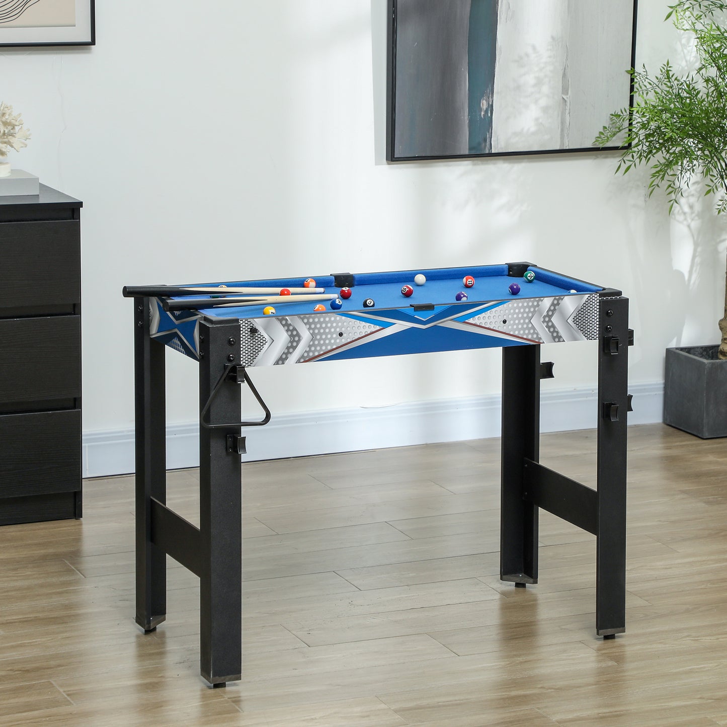 5-in-1 Speltafel – Spel tafel – Speeltafel – Spelbord – Multifunctionele Tafel – Blauw Zwart – Duurzaam MDF en Kunststof – Inclusief Accessoires