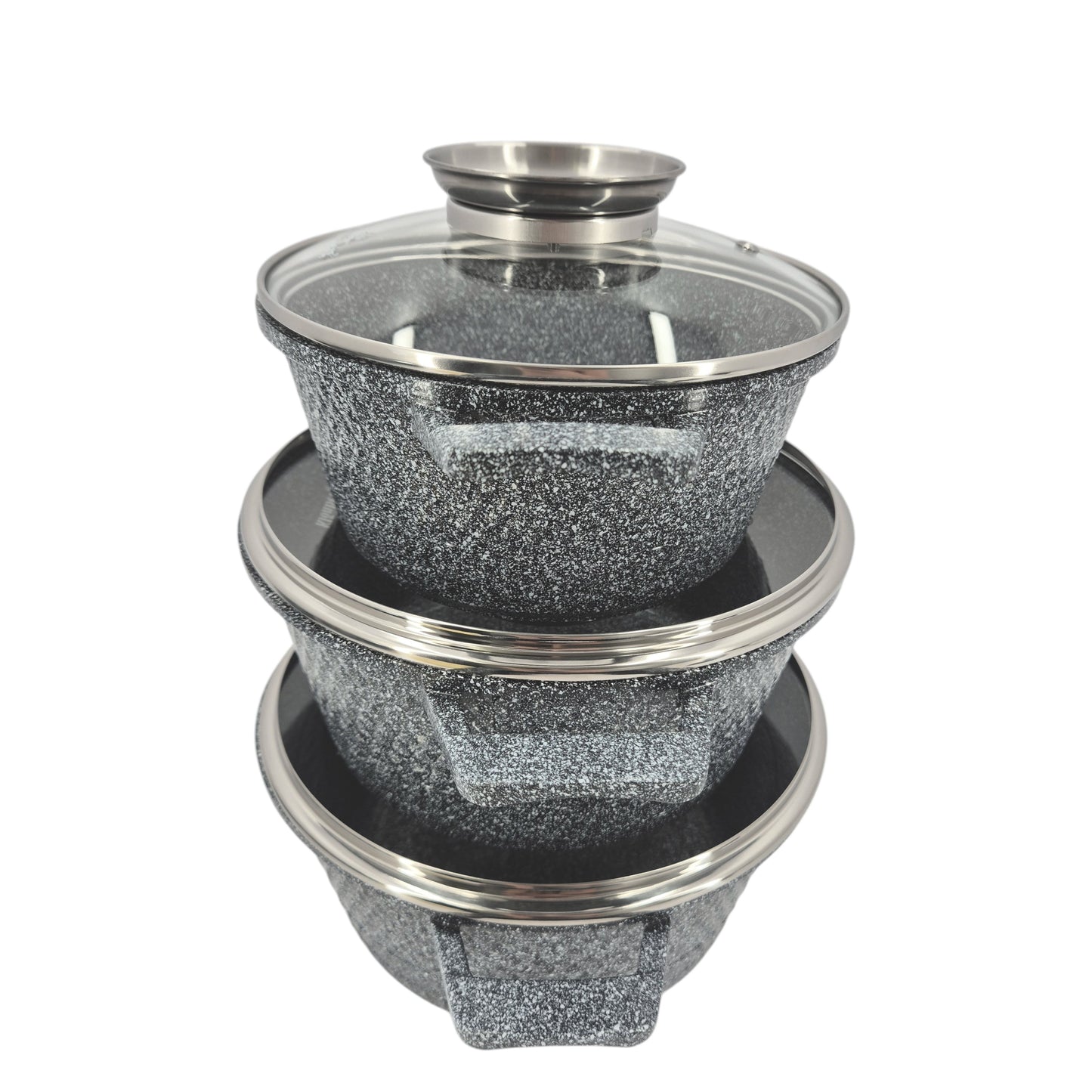 Kookset – Pannenset – Steelpannen – Kookpotten – Kookpannen – Inductiegeschikt – Antiaanbaklaag – 10-delig Marble Coating