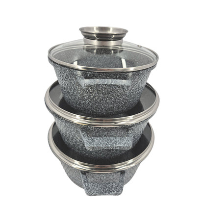 Kookset – Pannenset – Steelpannen – Kookpotten – Kookpannen – Inductiegeschikt – Antiaanbaklaag – 10-delig Marble Coating