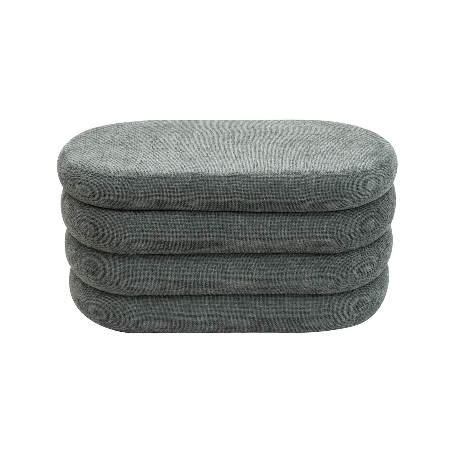 Rebecca Mobile Pouf, Long Oval Pouf, White Orange Green Grey, Polyester Fabric MDF, with Storage Compartment, for Living Room Bedroom - Measurements Hxlxp: 38 X 76 X 38 Cm