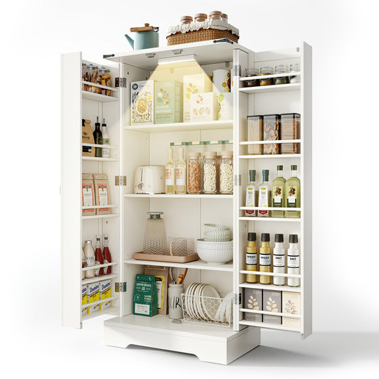 voorraadkast – keukenkast – opbergkast – buffetkast – voorraadkastruimte – 128,5 cm hoog – verstelbare planken – wit fris design
