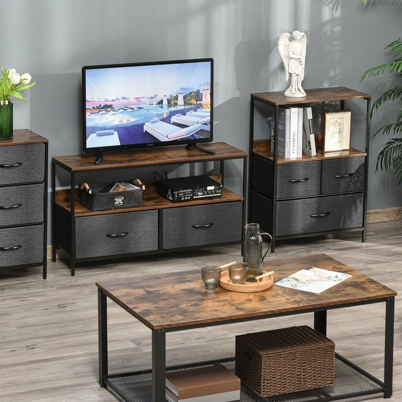 Ladekast – Dressoir – Opbergkast – Kledingkast – Vintage Meubel – Zwart Metalen Frame – Verstelbare Voeten – Stoffen Laden – MDF Plank