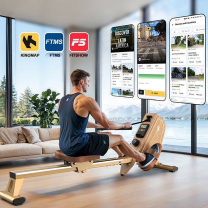 Magnetische Roeitrainer – Roeimachine – Fitness Roeier – Indoor Rower – Home Gym Roeitrainer – 16 Weerstandsniveaus – Draagvermogen 150 kg – Draadloze Monitor – Compact Vertical Opbergbaar – Grijs