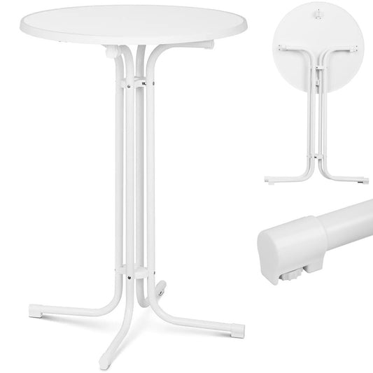 Round high foldable bar table, diameter 80 cm, height 110 cm, white