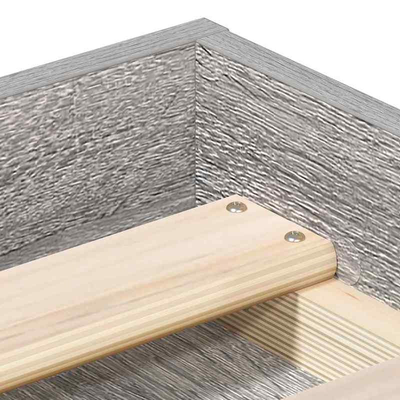 Bedframe – Bed – Bedbodem – Platformbed – Slaapbank – Modern Design – Massief Hout – King Size 180x200 cm – Stevig en Eenvoudig te Monteren – Grijs