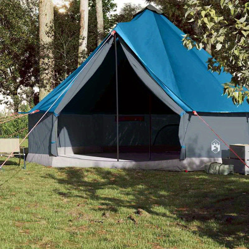 Tipitent – Familietent – Campingtent – Buitenfeest Tent – Pyramide Tent – Extra Ruim Voor 10 Personen – Waterafstotend Polyester Blauw