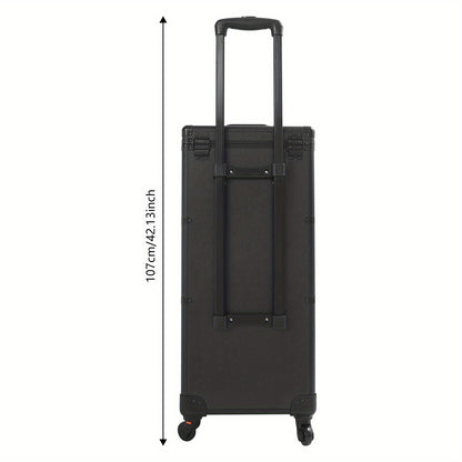 Make-up Koffer – Make-up Organizer – Beautycase – Cosmetica Koffer – Visagiekoffer – Grote Capaciteit – Duurzaam Aluminium Alloy – Met Slot – Mobiel met Wieltjes – Zwart Glanzend