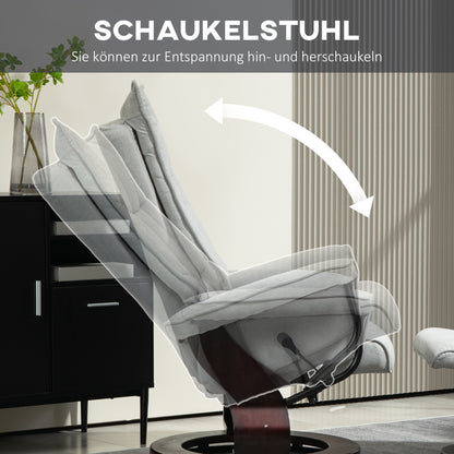 Relaxfauteuil – Relaxstoel – Lounge Chair – Draaifauteuil – Zithoekstoel – Grijs Kunstleer – Verstelbare Rugleuning – Draaibaar Design 360°