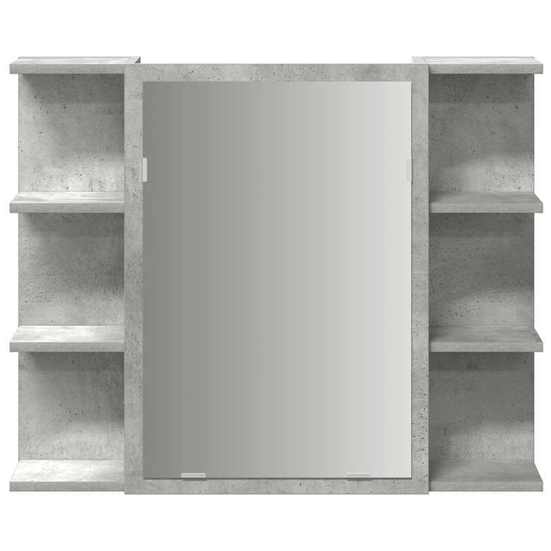 Badkamermeubelset – Badmeubelset – Wastafelmeubel – Badkamerkast – Spiegelkast – 3-delig – Betongrijs Houtlook – Duurzaam Materialen – Zonder Stroom