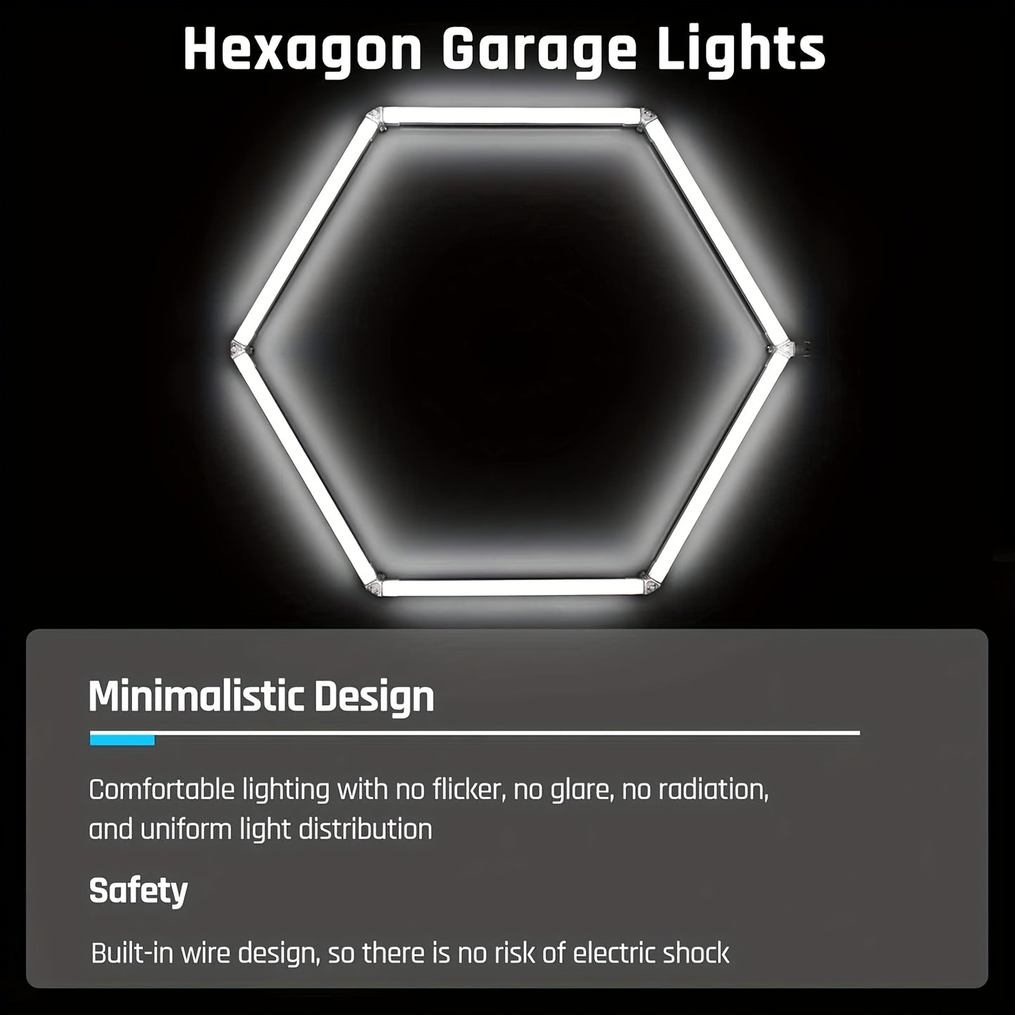Hexagonale LED Plafondlamp – LED Paneel – Plafonnière – Werkplaatslamp – Garageverlichting – 14 Hex Elementen – Krachtig Koel Wit 6500K – Duurzaam Aluminium & PC
