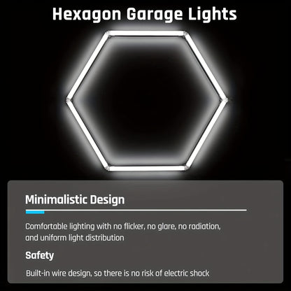 Hexagonale LED Plafondlamp – LED Paneel – Plafonnière – Werkplaatslamp – Garageverlichting – 14 Hex Elementen – Krachtig Koel Wit 6500K – Duurzaam Aluminium & PC