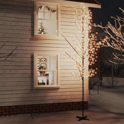 Extra Large 400cm Tall Warm White Cherry Blossom Tree with Clear Cable Lights - Sturdy Steel/Plastic Construction, Indoor/Outdoor Christmas Decoration for Home, Mall, Hotel Lobby, Courtyard - Elegant Winter Tree with Blooming