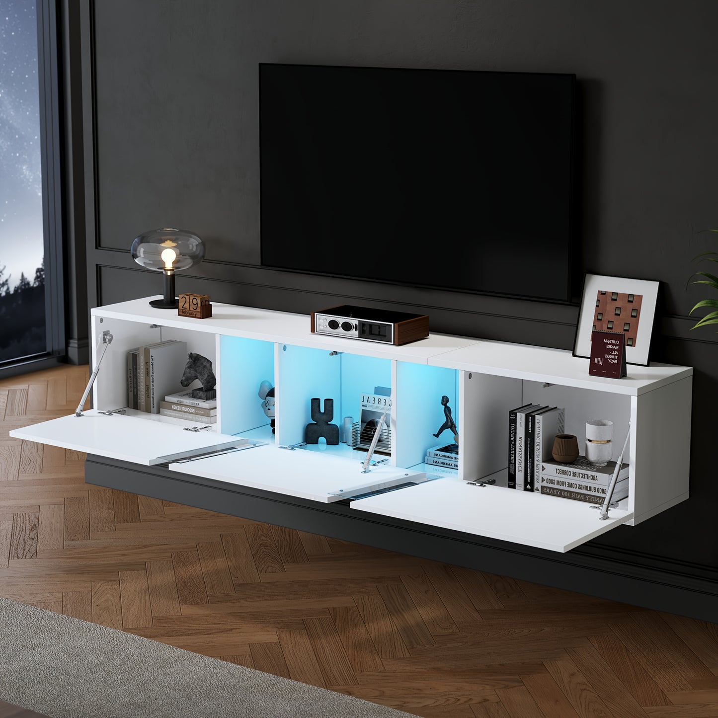 Tv-meubel – Tv-kast – Media-meubel – Entertainmentmeubel – TV-dressoir – Modern Minimalistisch Design – Ruimtebesparend Met 3 Deuren – Eenvoudige Montage – Licht Kleur Variant