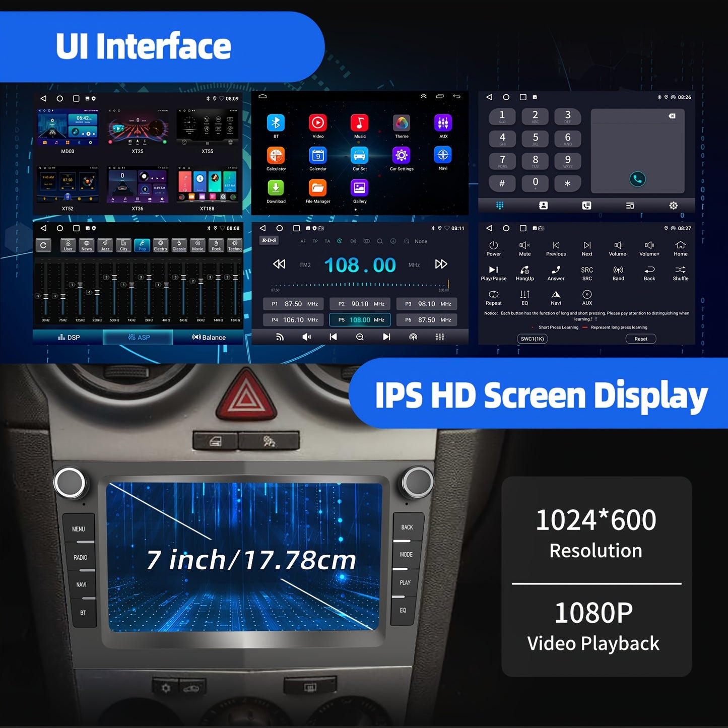 Autoradio – Multimedia Systeem – Navigatie – Inbouw Radio – Autostereo – Met Camera & Microfoon – 17,78 cm IPS Touchscreen – Draadloze CarPlay & Android Auto