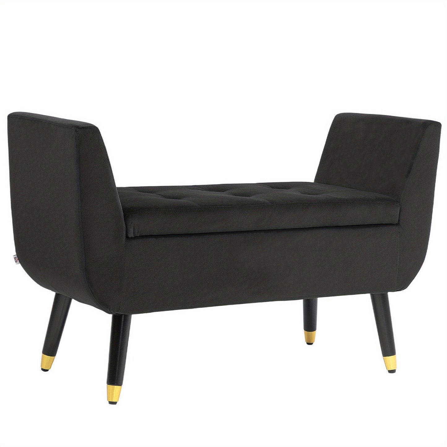 Deluxe Bench Upholstered Bench with Storage Space Armrests Bench Cabinet Bench Velvet Polyester Rubberwood Dark Grey 107 X 42 X 65cm