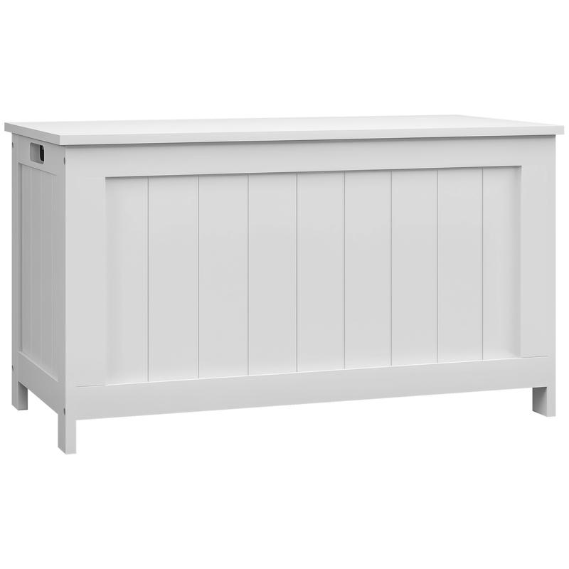 Large White MDF Storage Chest with Flip-Top Lid & 2 Sturdy Handles - 81x40x46cm Multi-Purpose Toy Box, Organizer for, Clothes, Blankets - Durable Rectangular Furniture for Bedroom, Playroom, Home Organization - Modern Design