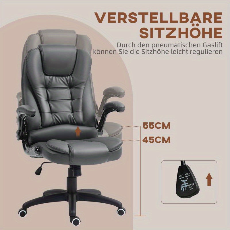 Ergonomische Bureaustoel – Bureaustoel Met Hoge Rugleuning – Kantoorstoel – Werkstoel – Deskchair – Verstelbare Armleuningen – Stevig PVC Frame – Comfortabele Zithouding