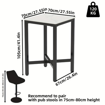 Eettafel – Tafel – Bartafel – Keukentafel – Bistrotafel – Krasbestendig Glanzend Blad – Stevig Metalen Kruisvoet