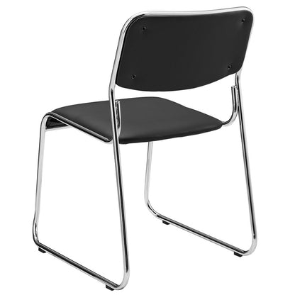 Vergaderstoel – Kantoorstoel – Conferentiestoel – Stapelbare Stoel – Bureaustoel – Ergonomisch Comfort – Kunstleer Zitting met Metalen Frame – Set van 4