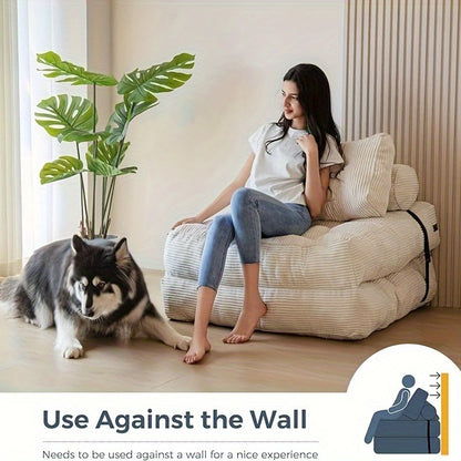 Vouwbare Slaapbank – Slaapstoel – Loungestoel – Bedbank – Opvouwbare Zitzak – Wit – Ergonomische Rugsteun – Lichtgewicht & Draagbaar
