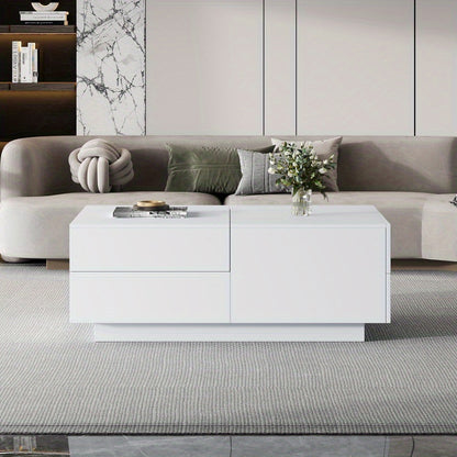 Salontafel – Koffietafel – Woonkamertafel – Tafel – Verstelbare Salontafel – 90x55x45 cm – Vier Lades – Wit Mat Spaanplaat – Ruimtebesparend – Stevig