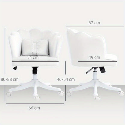 Bureaustoel – Stoel – Office Chair – Draaistoel – Kantoorstoel – Ergonomisch Design – Memory Foam Zitkussen – Verstelbare Zithoogte – 360° Draaibaar – Gewatteerde Armleuningen – Stevig Metalen Onderstel – Wit Fluweel