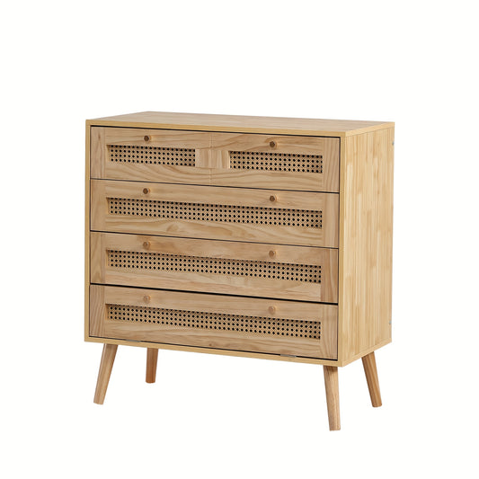 Ladenkast – Ladekast – Dressoir – Opbergkast – Opbergmeubel – Bruin – 3 Lades Met Klep – Compact Formaat – Moderne Elegante Gouden Handgrepen