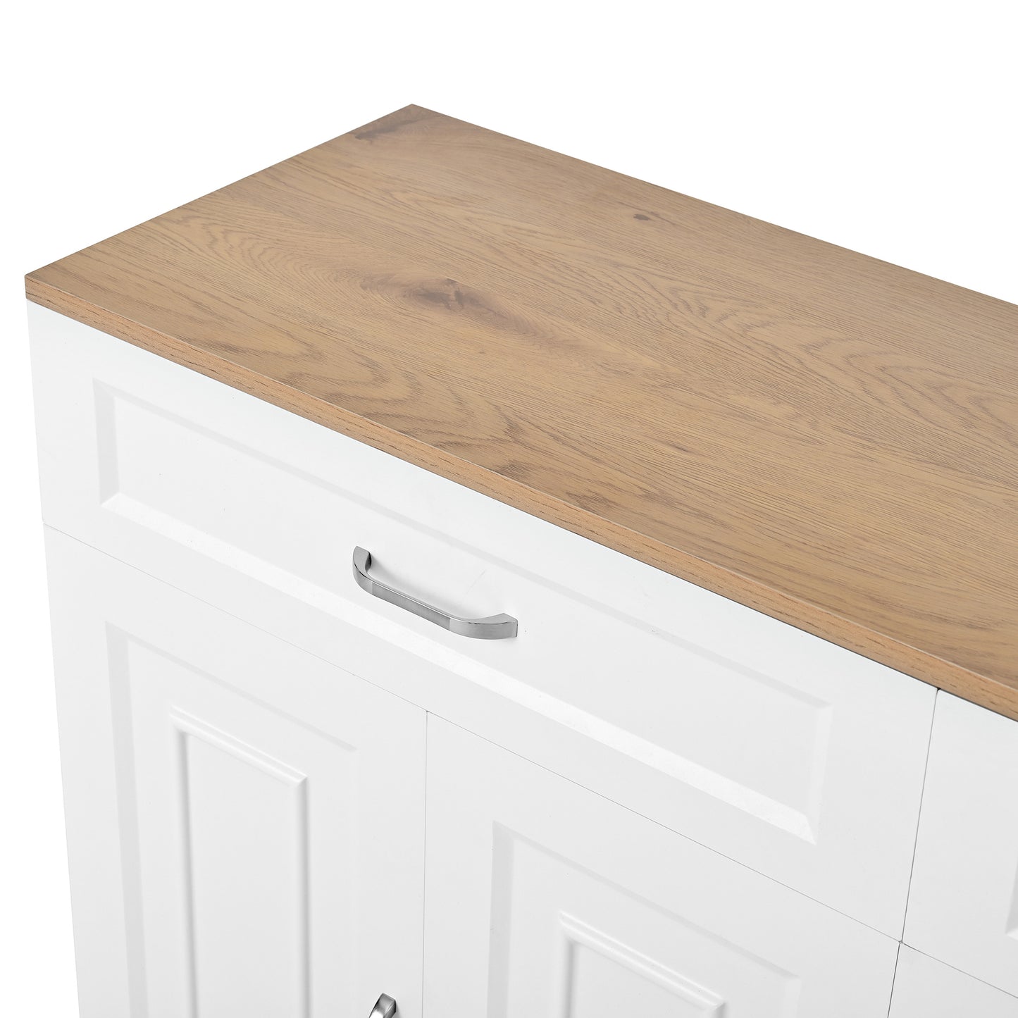 Sideboard – Dressoir – Kast – Opbergmeubel – Buffetkast – Wit Met Houtlook Bovenblad – Verstelbare Planken En Kantelbeveiliging – 120x35x80,5 cm