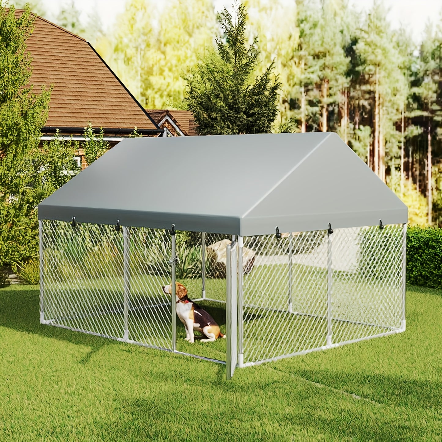 Hondenren – Hondenkooi – Hondenkennel – Hondenhok – Dierenren – 250x200x150 cm – Verzinkt Staal – Veilig Afsluitbare Deur