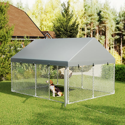 Hondenren – Hondenkooi – Hondenkennel – Hondenhok – Dierenren – 250x200x150 cm – Verzinkt Staal – Veilig Afsluitbare Deur