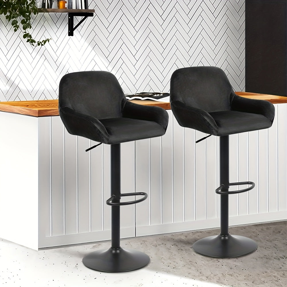 Barstoel – Barkruk – Barstoel Set – Keukenstoel – Bistro Stoel – Fluwelen Zitting – Zwarte Metalen Poten