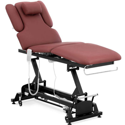 Massagetafel – Behandelbank – Massagebed – Behandeltafel – Massagebank – Elektrisch verstelbaar – Max Draagvermogen 250 KG – 3 Motoren – Luxe bordeaux kunstleer