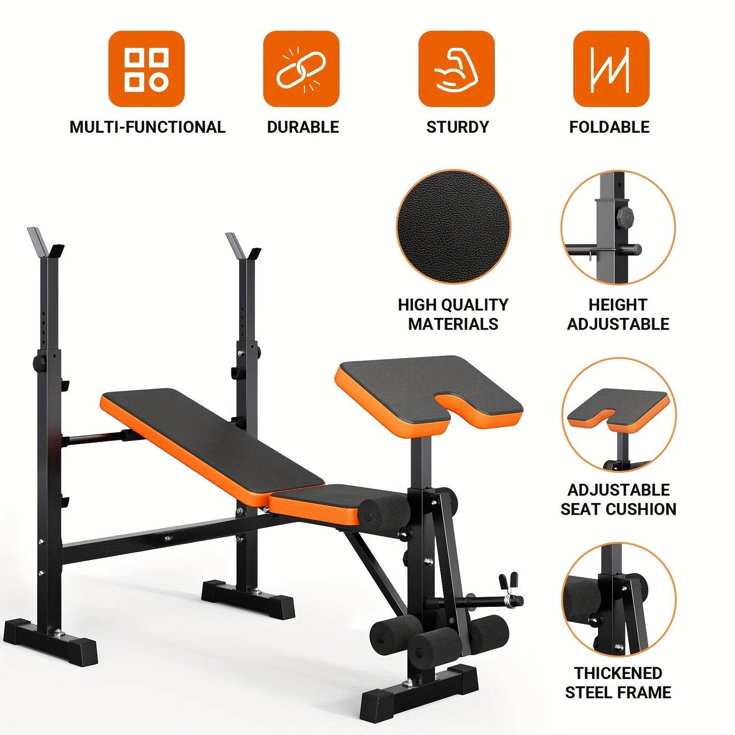 Verstelbare Fitnessbank – Krachtbank – Trainingsbank – Gewichtbank – Workoutbank – 6-in-1 Multifunctioneel – Inklapbaar Met Stevig Stalen Frame – Tot 272 kg Draagvermogen