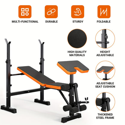 Verstelbare Fitnessbank – Krachtbank – Trainingsbank – Gewichtbank – Workoutbank – 6-in-1 Multifunctioneel – Inklapbaar Met Stevig Stalen Frame – Tot 272 kg Draagvermogen