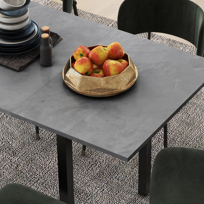 Uitbreidbare Eettafel – Keukentafel – Tafel – Uitschuifbare Tafel – Eetkamertafel – Donkergrijs – Geschikt Voor 6 Personen – MDF Melamine Met Stalen Poten