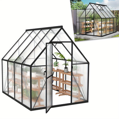 Aluminium Kas – Serre – Kweekkas – Tuinkas – Groentekas – 6x8 ft (230x180x195 cm) – 4 mm Polycarbonaat Panelen – Weerbestendig Met Verstelbaar Ventilatieraam