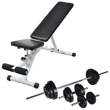 Halterset – Dumbbellset – Halterstang – Fitnessgewichten – Krachttraining – Verstelbare Trainingsbank – Compleet 30,5 kg Gewichtenspakket