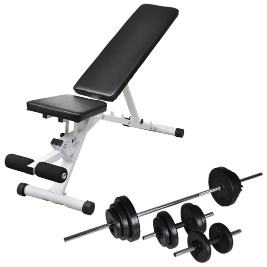 Halterset – Dumbbellset – Halterstang – Fitnessgewichten – Krachttraining – Verstelbare Trainingsbank – Compleet 30,5 kg Gewichtenspakket